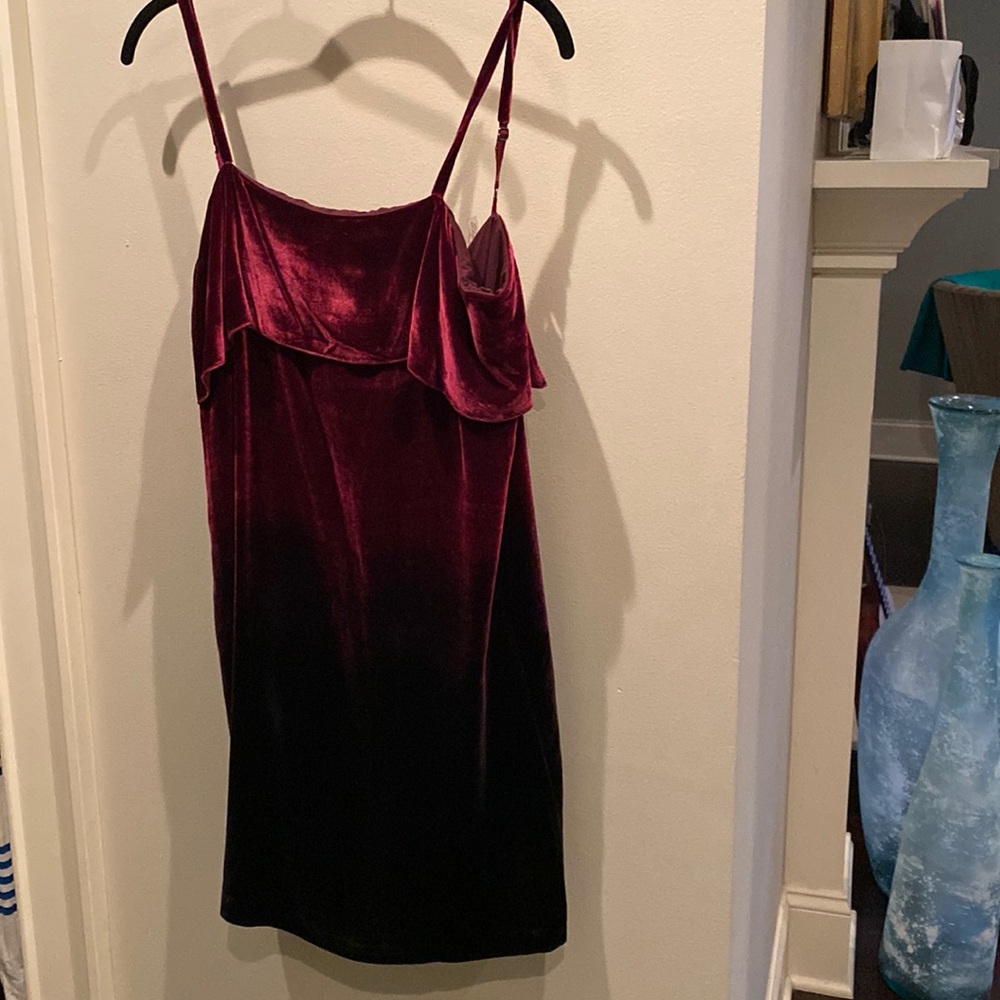 Maroon velvet Alice + Olivia slip dress